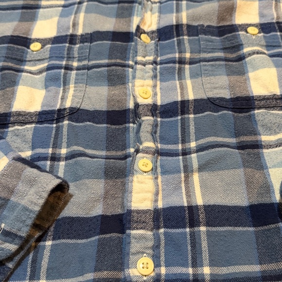 JCrew Mercantile Blue Plaid Flannel Men's Shirt - Picture 2 of 7